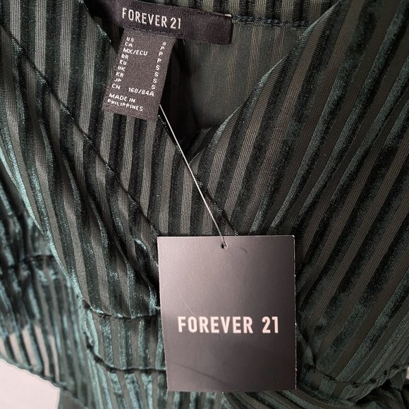 F21 Green Velvet Stripe Bodysuit - Picture 5 of 8